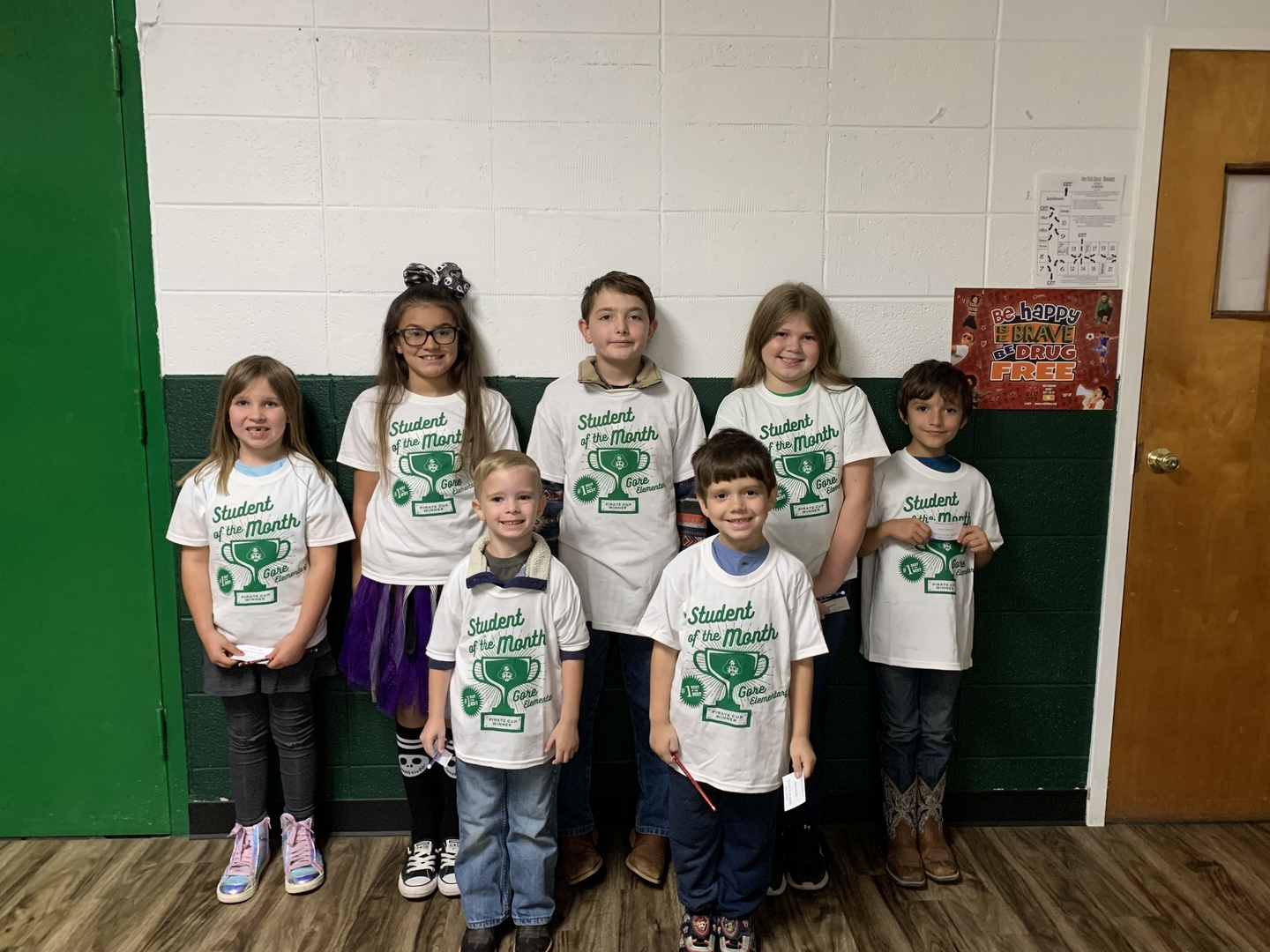 September 2022 Students of the Month   BACK ROW L-R  1ST - ELLA LEA 4TH - BLAKELEY MARSH 5TH - CODY SMITH 3RD - HADLEY SMITH 2ND - CONNER GALLOWAY  FRONT ROW L-R  PK - BENSON ORWIN  KG - MADDOX BENNETT 